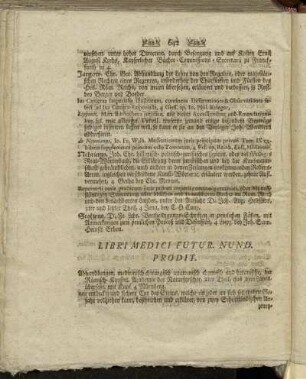 Libri Medici Futur. Nund. Prodit.