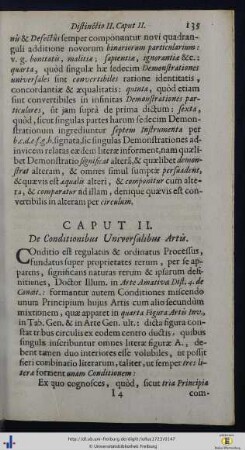 Caput II. De Conditionibus Universalibus Artis.