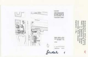Altstadtring München (Diplomarbeit bei Willy Kreuer): Planausschnitt B, Grundriss Ebene 0, 1:500