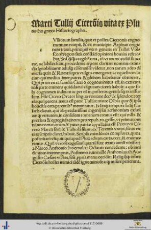 Marci Tullij Ciceronis vita ex Plutarcho