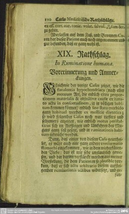 XIX. Rathschlag. In Ruminatione humana