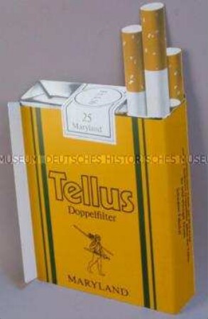 Werbeschild (Ausleger) für "Tellus"-Zigaretten