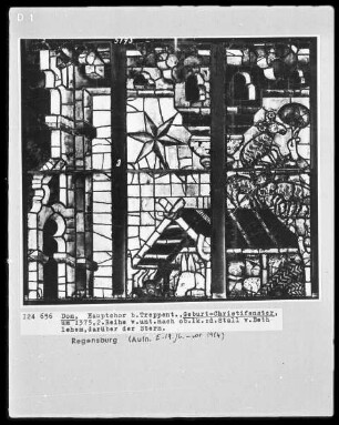 Fenster S IV: Geburt Christi-Fenster: Der Stall von Bethlehem, darüber der Stern