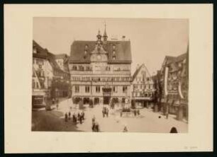 PA 6101, 30. Liederfest des Schwäbischen Sängerbundes 1913. Marktplatz im Festschmuck mit Rathaus.
