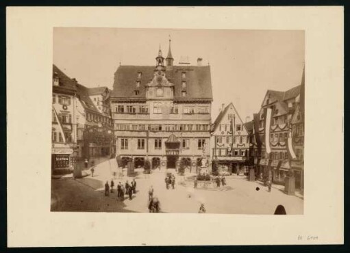 PA 6101, 30. Liederfest des Schwäbischen Sängerbundes 1913. Marktplatz im Festschmuck mit Rathaus.