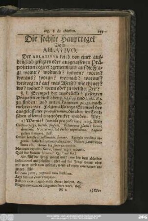 Die sechste Hauptregel Vom Ablativo.