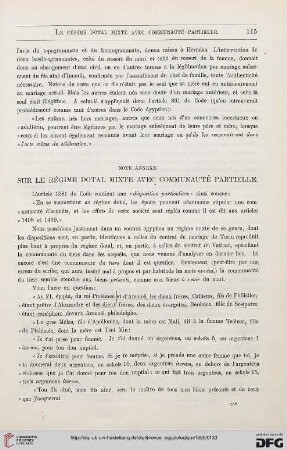 1: Note annexe sur le régime dotal mixte avec communauté partielle