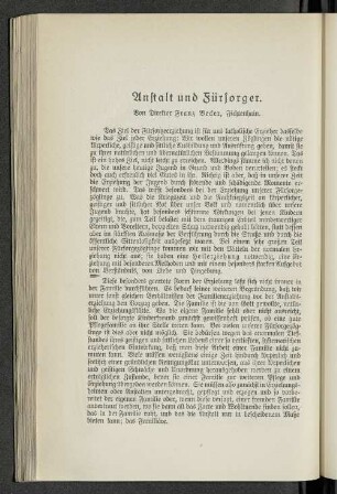 Anstalt und Fürsorger.