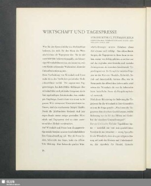 Wirtschaft und Tagespresse