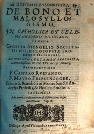 Disputatio philosophica de bono et malo syllogismo