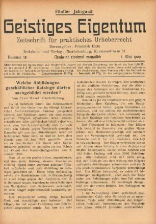 Nummer 15 (1. Mai 1909)