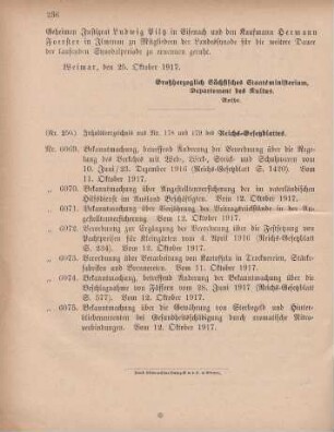 Nr. 250: Inhaltsverzeichnis aus Nr. 178 und 179 des Reichs-Gesetzblattes