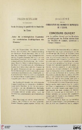 Preis-Aufgabe / Concours ouvert