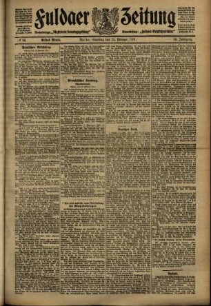 Erste Ausgabe vom Samstag, den 11. Februar 1911.