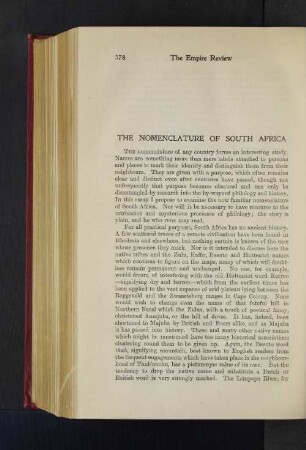 The Nomenclature of South Africa.
