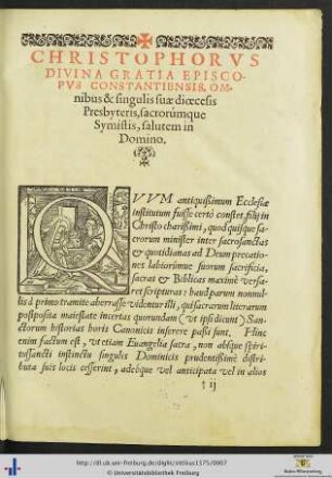 Christophorus Divina Gratia Episcopus Constantiensis.