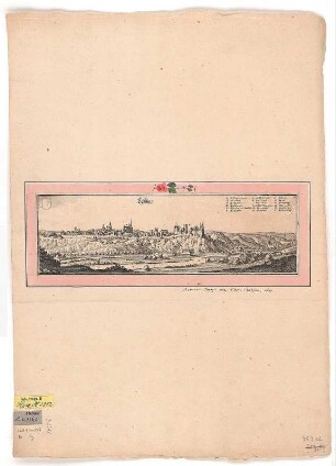 Ansicht von Leisnig, Kupferstich, 1650 : Leisnig / [Hrsg. und Stecher: Matthaeus Merian]. - [Franckfurt] : [Matthaeus Merian] , [1650]. - 1 Kunstbl. : Kupferstich ; 32 x 10 cm