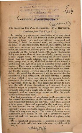 Quarterly journal of microscopical science, 5. 1857