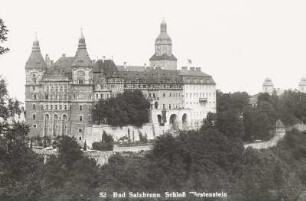Fürstenstein (Ksiaz/Polen). Schloß Fürstenstein. Blick von Südwesten über den Fürstensteiner Grund