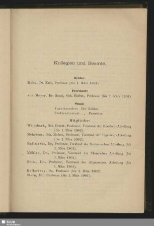 Kollegien und Beamte