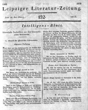 1815-06-24 : 152. Stück [Intelligenz-Blatt]