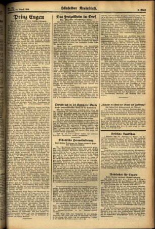 Zweite Ausgabe vom Mittwoch, den 24. August 1938.