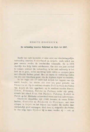 Eerste hoofdstuk. De verhouding tusschen Nederland en Atjeh tot 1857