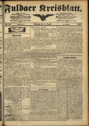 Zweite Ausgabe vom Mittwoch, den 10. August 1910.