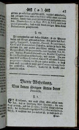 Vierte Abtheilung. Von denen übrigen Arten derer Processe.