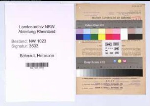 Entnazifizierung Hermann Schmidt , geb. 13.05.1894 (Wachtmeister)