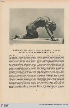 36: Gedanken bei der Fritz Klimsch-Ausstellung in der Freien Secession zu Berlin
