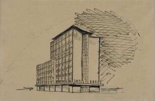 Wettbewerb Shellhaus (nicht realisiert) – Perspektivansicht. Berlin-Charlottenburg, Kurfürstendamm 32