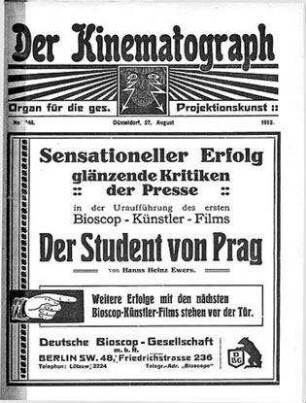 Der Kinematograph. Titelseite vom 27. August 1913.