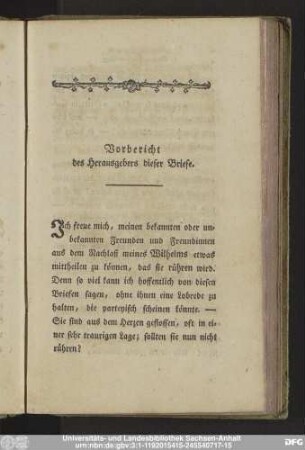 Vorbericht des Herausgebers dieser Briefe.