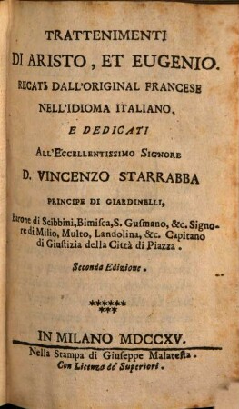 Trattenimenti di Aristo et Eugenio