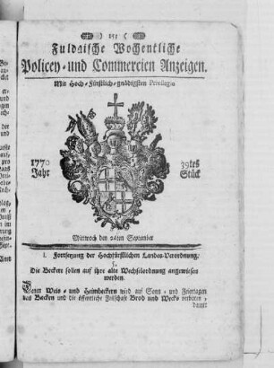 39tes Stück, Ausgabe vom 26. September 1770