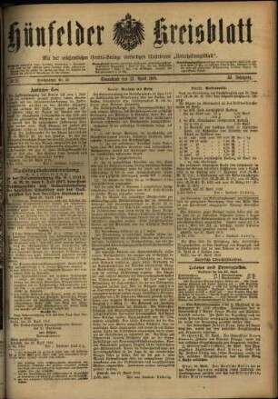 Ausgabe vom Samstag, den 27. April 1918.