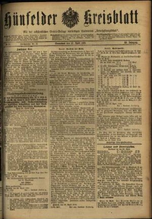 Ausgabe vom Samstag, den 27. April 1918.