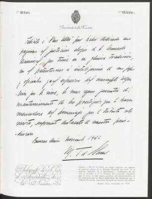 Autógrafo de S.E. el Presidente de la Nación