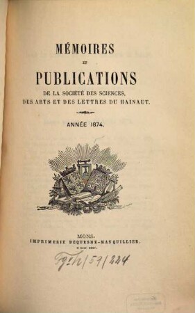 Mémoires et publications. 10. 1874 (1875)
