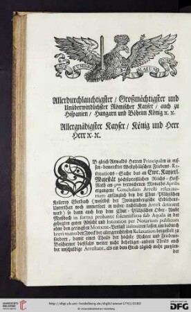 Allergnädigster Kayser, König und Herr Herr