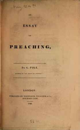 An Essay on Preaching