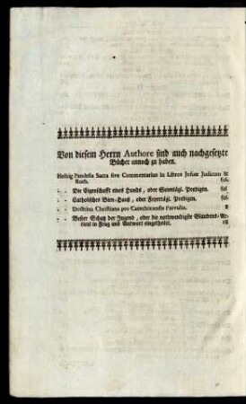 Von diesem Herrn Authore sind auch nachgesetzte Bücher ...