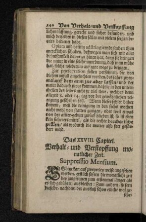 Das XXVIII. Capitel. Verhalt- und Verstopffung monatlicher Zeit. Supressio Mensium.