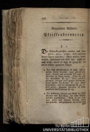 Neunzehnter Abschnitt. Pfeiffenbrennerey