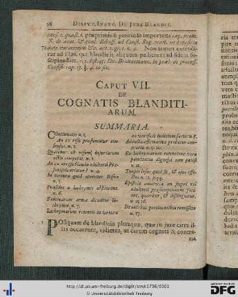 Caput VII. De Cognatis Blanditiarum.