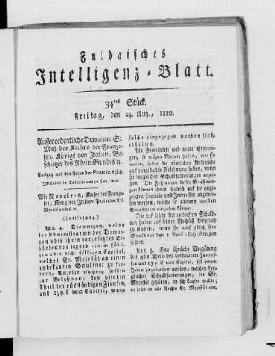 34tes Stück, Ausgabe vom 24. Aug. 1810