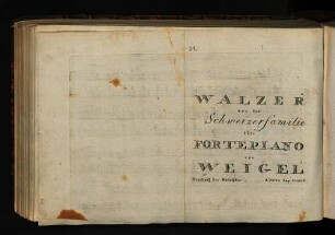 Walzer aus der Schweizer Familie fürs Fortepiano