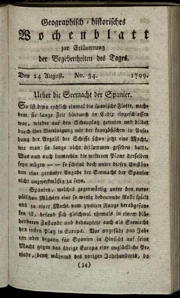 No. 34. Den 24. August. 1799.