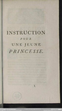 Instruction Pour Une Jeune Princesse